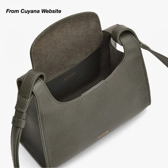 NWT: CUYANA MINI DOUBLE LOOP BAG IN DARK OLIVE PEBBLED LEATHER (O/S) - Picture 3 of 16